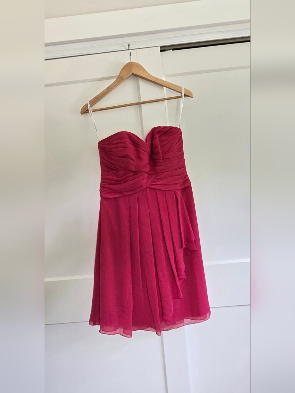 David's Bridal Begonia Strapless Chiffon Bridesmaid Dress Size 6 Style F14847